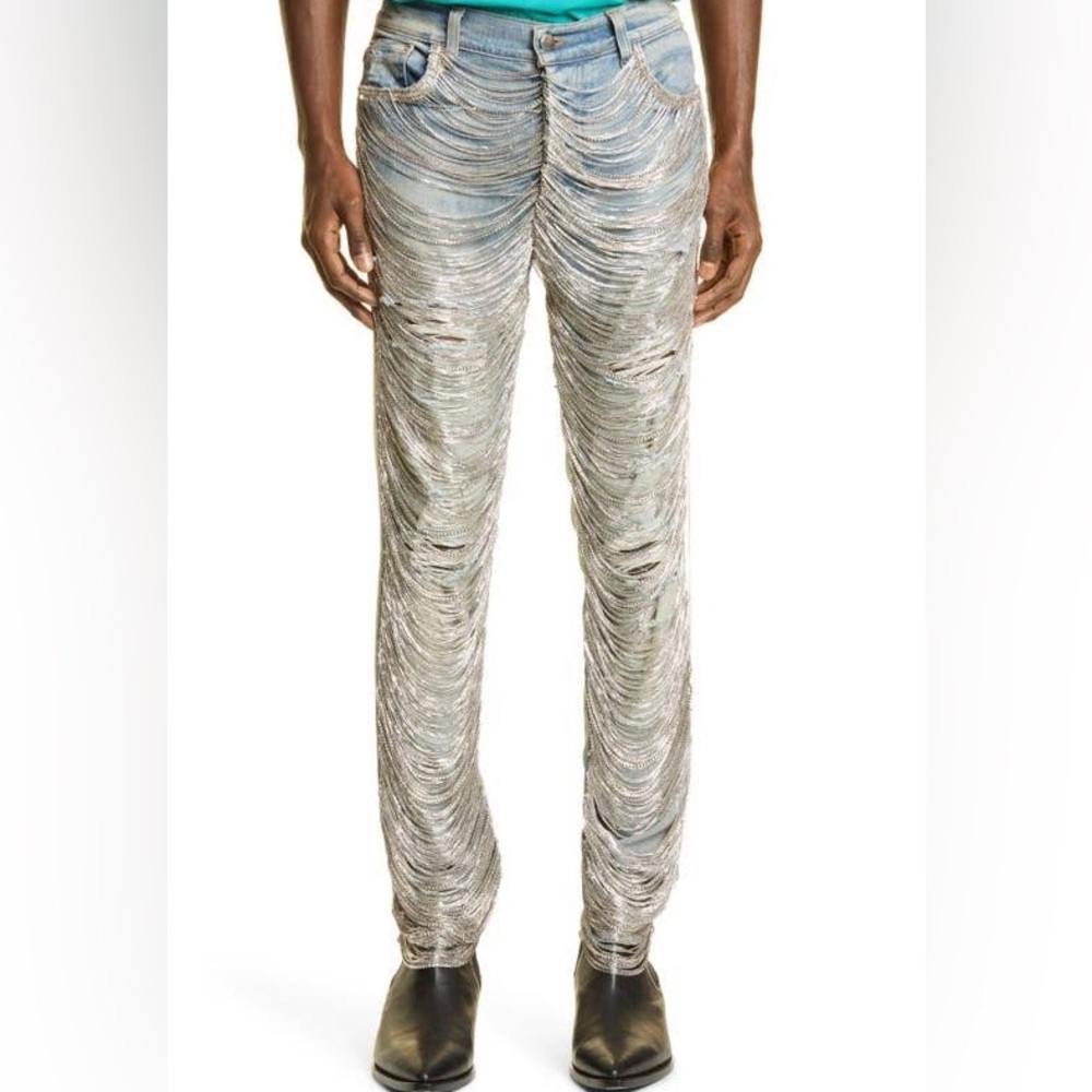 AMIRI-Chain Distressed Skinny Jeans